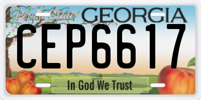 GA license plate CEP6617