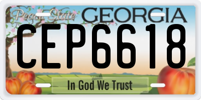 GA license plate CEP6618
