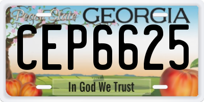 GA license plate CEP6625