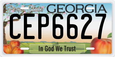 GA license plate CEP6627