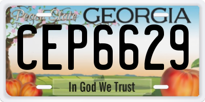 GA license plate CEP6629