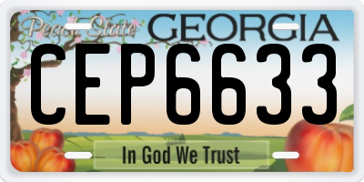 GA license plate CEP6633