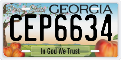 GA license plate CEP6634