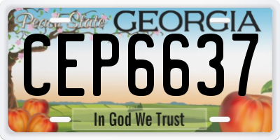 GA license plate CEP6637