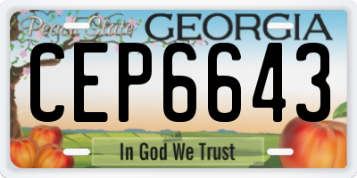 GA license plate CEP6643