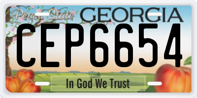 GA license plate CEP6654