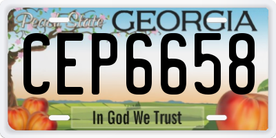 GA license plate CEP6658