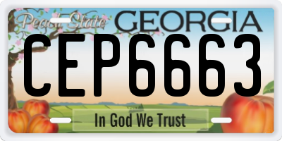 GA license plate CEP6663