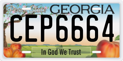 GA license plate CEP6664