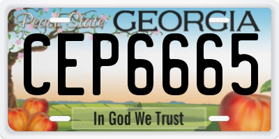 GA license plate CEP6665