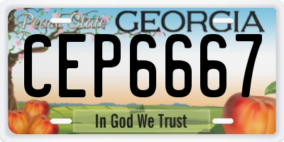GA license plate CEP6667