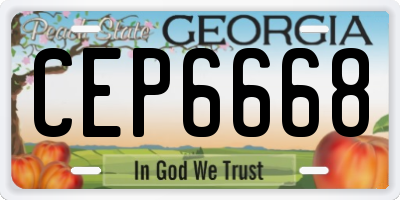 GA license plate CEP6668