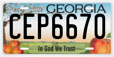 GA license plate CEP6670