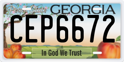GA license plate CEP6672