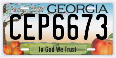 GA license plate CEP6673