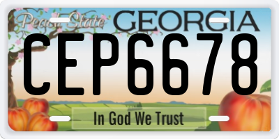 GA license plate CEP6678