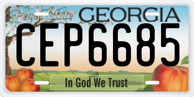 GA license plate CEP6685