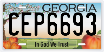 GA license plate CEP6693