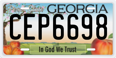 GA license plate CEP6698