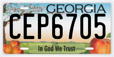 GA license plate CEP6705