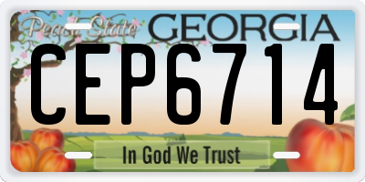 GA license plate CEP6714