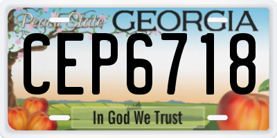 GA license plate CEP6718