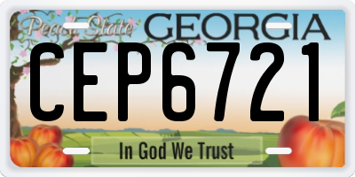 GA license plate CEP6721