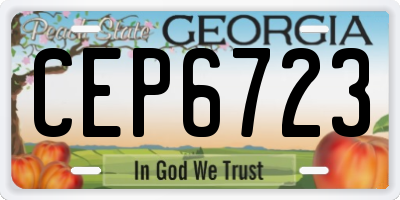 GA license plate CEP6723