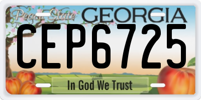 GA license plate CEP6725