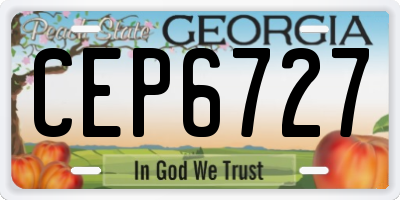 GA license plate CEP6727
