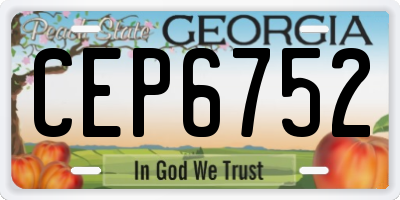 GA license plate CEP6752