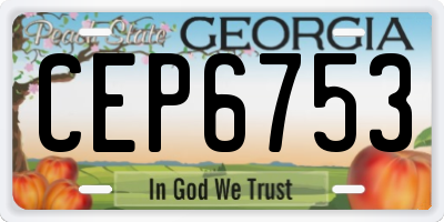GA license plate CEP6753