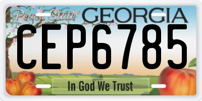 GA license plate CEP6785