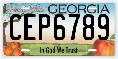 GA license plate CEP6789
