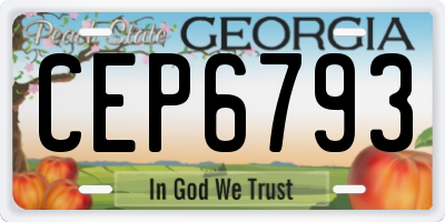 GA license plate CEP6793