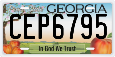 GA license plate CEP6795