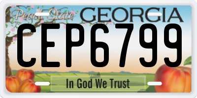 GA license plate CEP6799