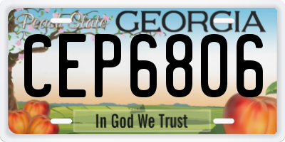 GA license plate CEP6806