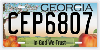GA license plate CEP6807