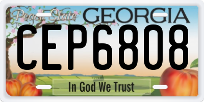 GA license plate CEP6808