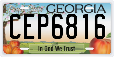 GA license plate CEP6816