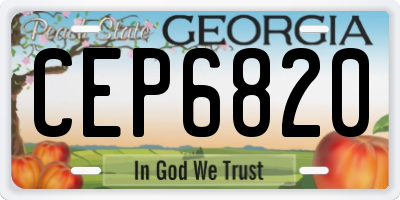 GA license plate CEP6820