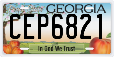 GA license plate CEP6821
