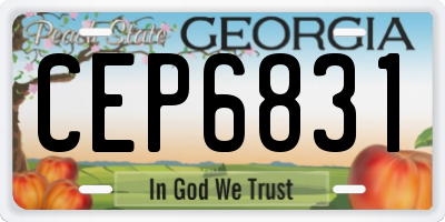 GA license plate CEP6831