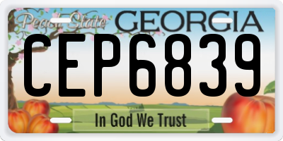 GA license plate CEP6839
