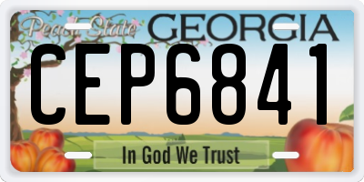 GA license plate CEP6841