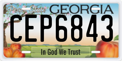 GA license plate CEP6843