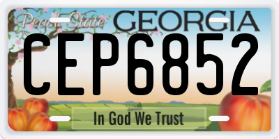 GA license plate CEP6852