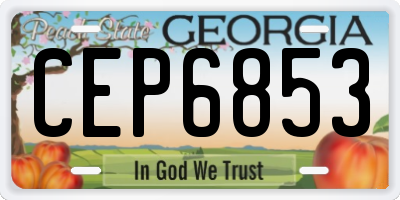 GA license plate CEP6853