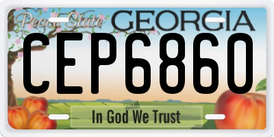 GA license plate CEP6860